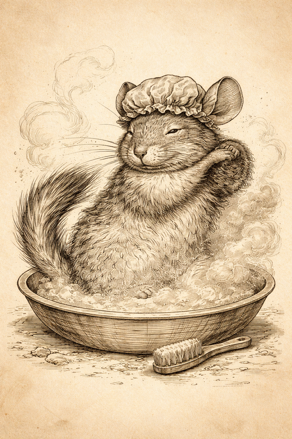 Chinchilla in a dust bath